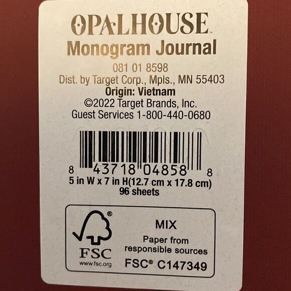 Opal House  Monogram Journal - Picture 5 of 6